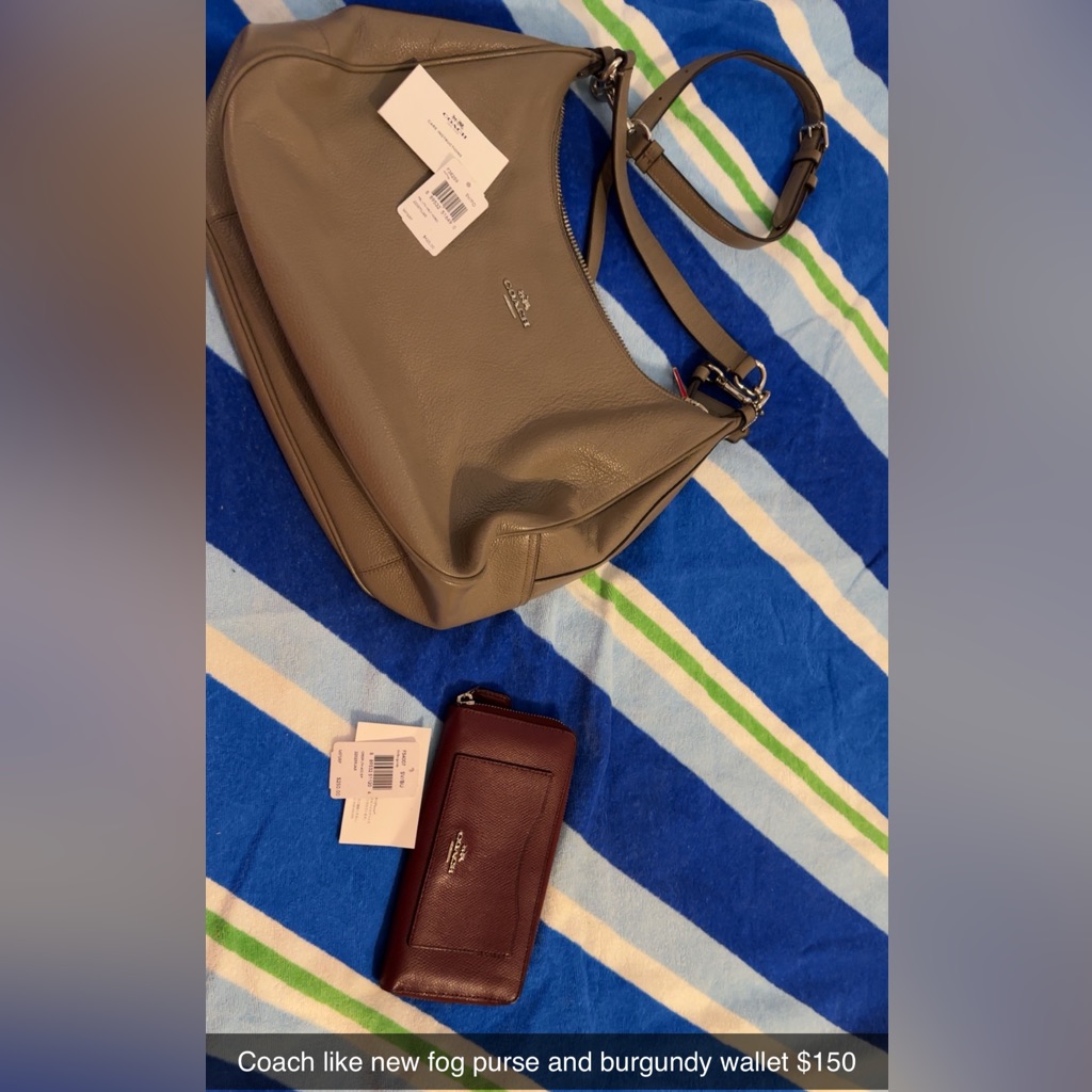 Coach Like New Fog Leather Purse And Burgundy Wallet
